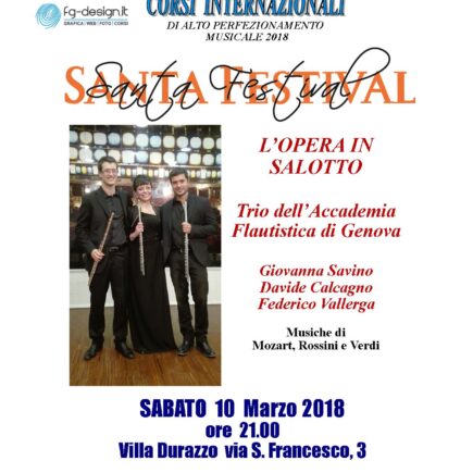 L’opera in salotto Sabato 10 Marzo 2018 alle ore 21.00 Villa Durazzo Via San Francesco 3 Genova