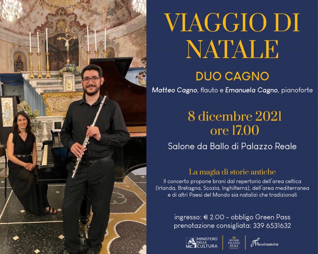 Musicamica presenta, Viaggio di Natale 2021 presso Palazzo Reale di Genova Concerto per flauto e pianoforte