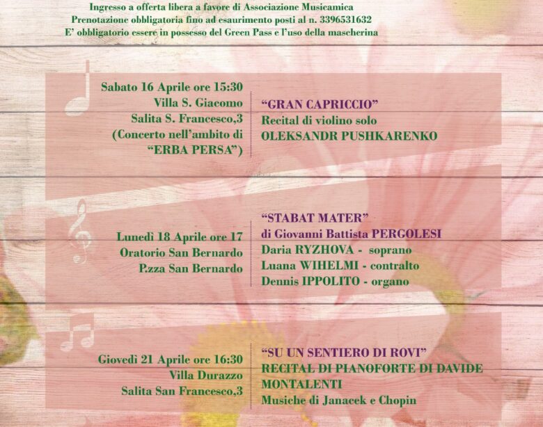 Musicamica presenta, Santa Festival Spring 2022 ritorna con 4 fantastici Concerti primaverili