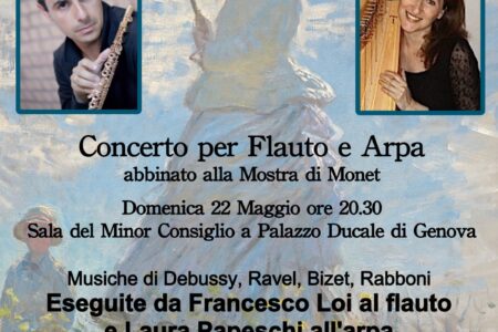 Musicamica presenta, Concerto per flauto e Arpa abbinato alla Mostra di Monet Genova Palazzo Ducale, 22 Maggio alle 20:30