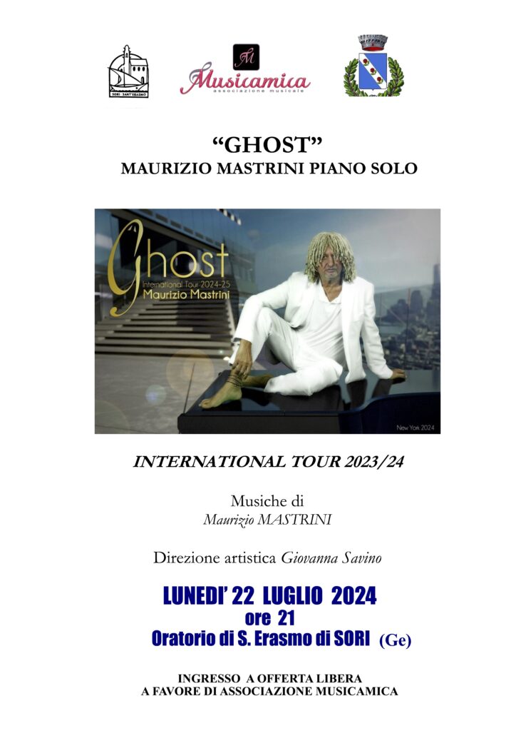 Locandina 22 luglio 2024-Maurizio Mastrini piano solo-Oratorio di Sant'Erasmo-Genova Sori
