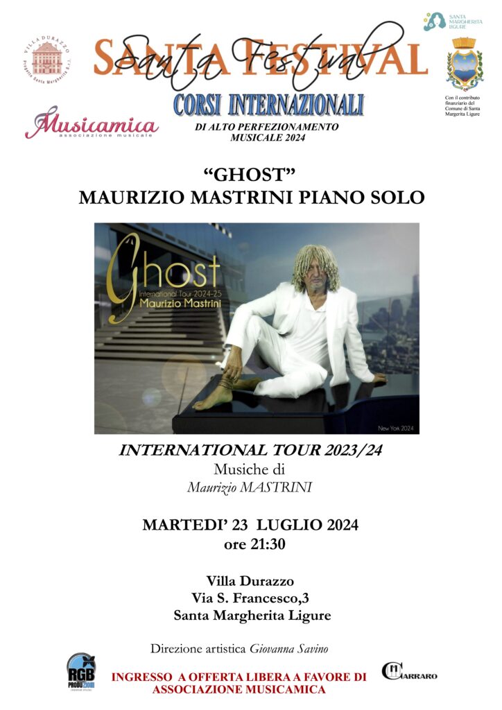 Locandina 23 luglio 2024-Maurizio Mastrini piano solo-Villa Durazzo-Genova Santa Margherita Ligure