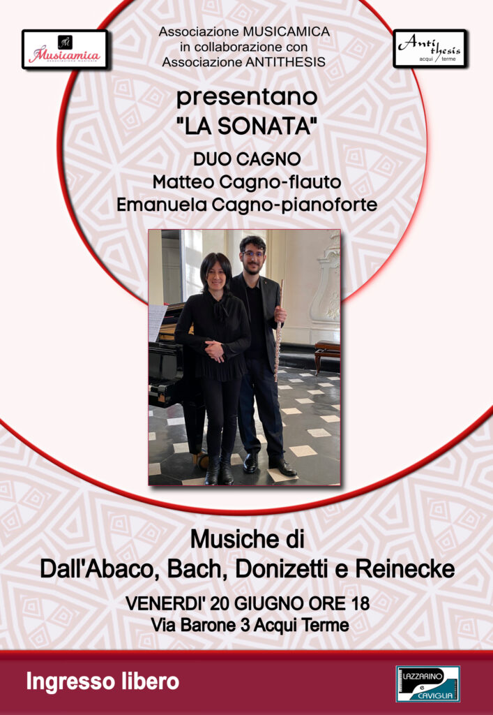 La Sonata-Locandina concerto del Duo Cagno il 18 giugno 2025 ad Acqui Terme
